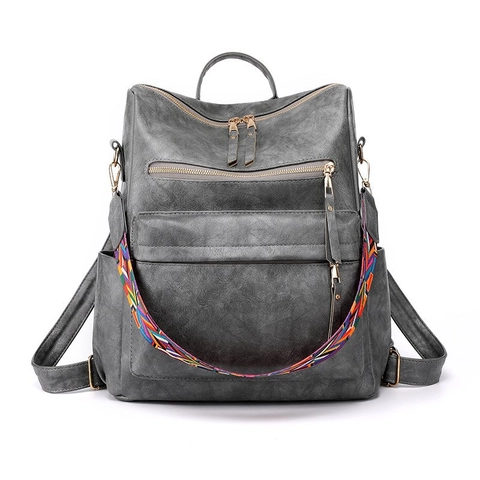 Zaino In Pelle PU Da Donna Tasche Multiple Antifurto Retro Zaino Da Viaggio Con Tracolla Intrecciata Colorata Moda Grande