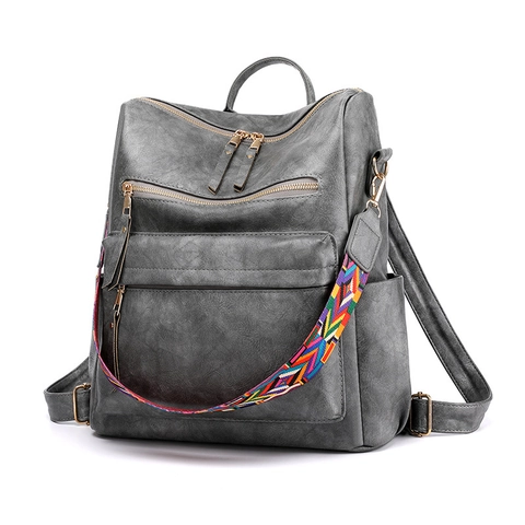 Zaino In Pelle PU Da Donna Tasche Multiple Antifurto Retro Zaino Da Viaggio Con Tracolla Intrecciata Colorata Moda Grande