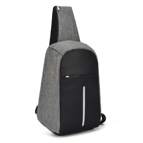 Sac de Poitrine Antivol pour Hommes Avec Port de Charge USB Bande Réfléchissante Tissu Oxford Grande Capacité Casual Crossbody Sling Bag Voyage Sports de Plein Air