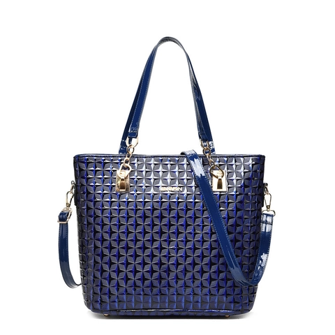 Sacs À Main Mode Femme En Cuir PU Brillant Gaufrage Géométrique Comprenant Fourre-Tout Sac Bandoulière Boston Pochette Portefeuille