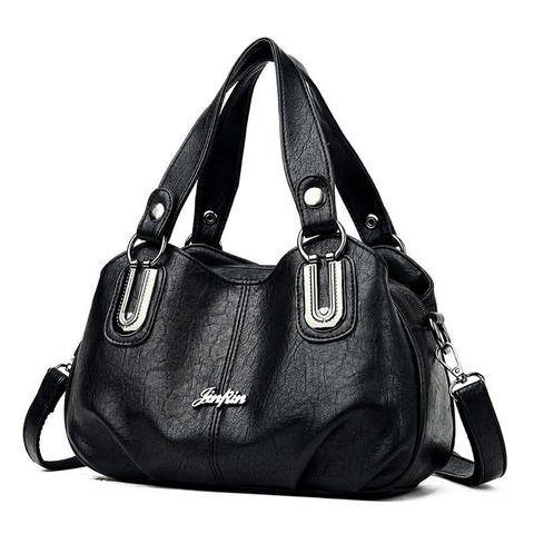 Vintage Women PU Leather Handbag Litchi Pattern Large Capacity Shoulder Bag With Detachable Strap Casual Top Handle