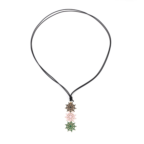 Collana Con Pendente A Ragnatela Di Halloween Lega Di Zinco Corda Di Cera Stile Gotico Vintage Donne