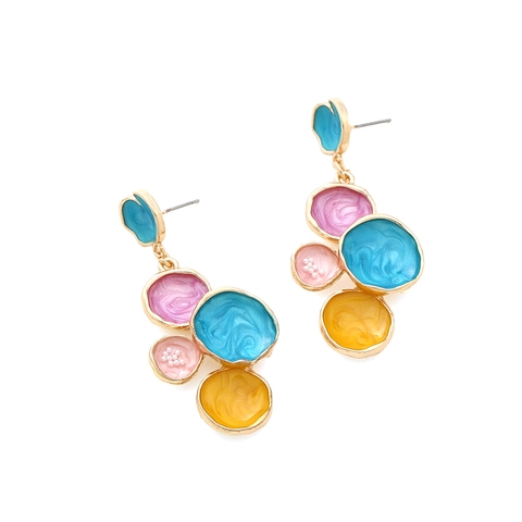 Geometrische Runde Tropfenohrringe Bunte Emaille Legierung Mit Künstlichen Künstliche Perlen Retro Boho Stil Für Frauen Abstrakter Schmuck