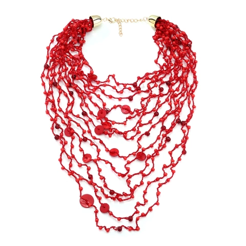 Collier Plastron Multi Rangs En Perles De Rocaille Avec Accents En Résine Style Ethnique Vintage Bijoux Déclaration Pour Femmes