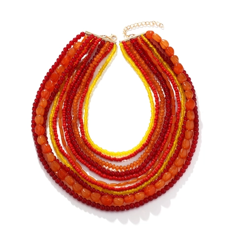 Multi-Layer Perlenkette Mit Glas Harz Perlen Und Legierung Verschluss Böhmischer Ethno Statement Schmuck Für Damen