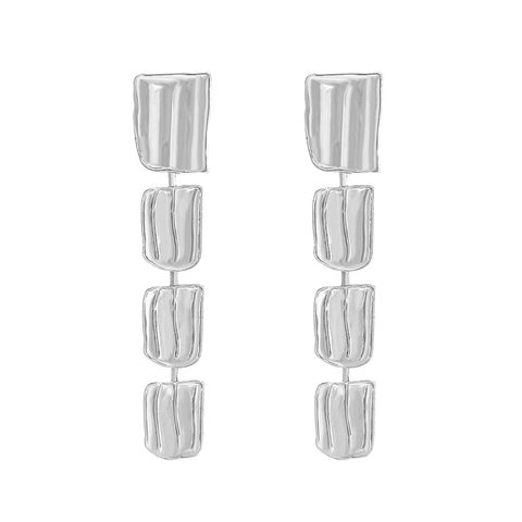 Geometrische Hängeohrringe Zinklegierung Rechteckig Gehämmerte Textur Vintage Minimalistischer Gestufter Schmuck Für Damen