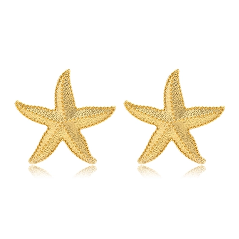 Pendientes De Botón De Estrella De Mar Aleación Textura Océano Animal Marino Estilo Francés Vintage Mujer