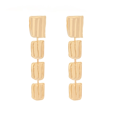 Geometrische Hängeohrringe Zinklegierung Rechteckig Gehämmerte Textur Vintage Minimalistischer Gestufter Schmuck Für Damen