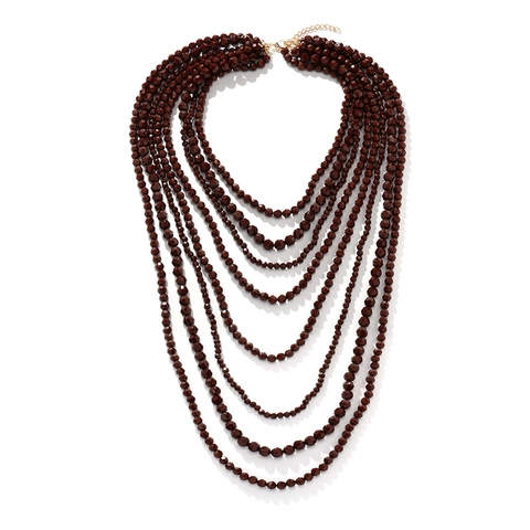 Mehrlagige Perlen-Statement-Halskette Facettierte Perlen Wasserfall Schicht-Boho-Ethno-Schmuck Mit Verstellbarem Legierungsverschluss