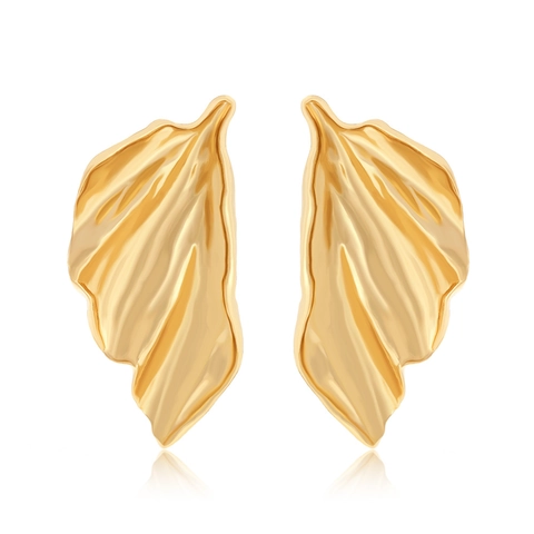 Large Leaf Earrings Alloy Irregular Crumpled Textured Floral Vintage Statement Fashion Jewelry For Women