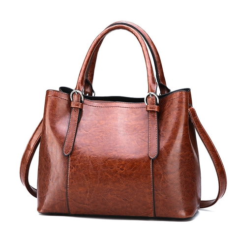 Women's Large Capacity Retro Lacquered PU Leather Tote Bag High Gloss Solid Color Top Handle Shoulder Bag With Adjustable Strap For Daily Commute