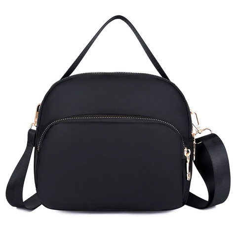 Women Crossbody Bag Waterproof Oxford Cloth Multi Layer Zipper Shoulder Handbag Casual Travel Adjustable Wide Strap