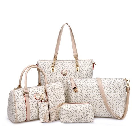 Dames Handtas Tote Boston Schoudertas Portemonnee Etui Sleutelhouder PU Leer Anker Geometrisch Patroon Grote Capaciteit