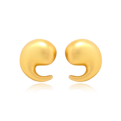 Vintage Comma Shape Alloy Earrings Matte Gold Geometric Minimalist Retro Ear Studs For Women Modern Elegant Accessories