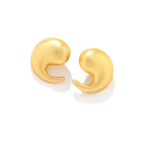 Vintage Comma Shape Alloy Earrings Matte Gold Geometric Minimalist Retro Ear Studs For Women Modern Elegant Accessories
