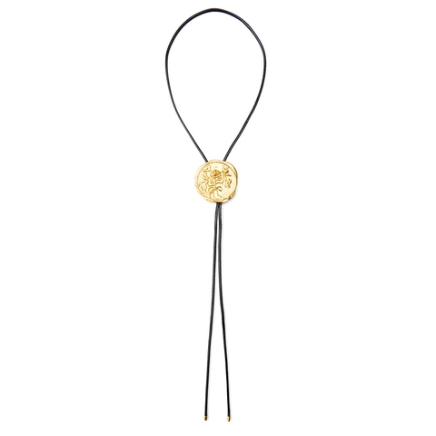Vintage Western Cowboy Bolo Krawatte Rosenblume Geprägte Münze Anhänger Verstellbare Schwarze Gewebte Kordel Retro Kette