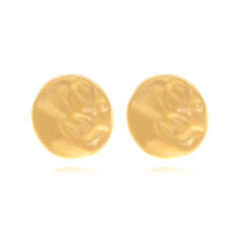 Hammered Round Stud Earrings Alloy Vintage Irregular Geometric Embossed Statement Jewelry For Women