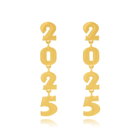 2025 Number Dangle Earrings Alloy Long Drop New Year Party Fashion Jewelry For Women Trendy Anniversary Accessory