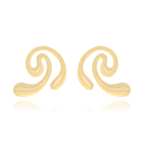 Irregular Swirl Metal Stud Earrings Streamlined Geometric Statement Jewelry For Women With Stainless Steel Earring Post