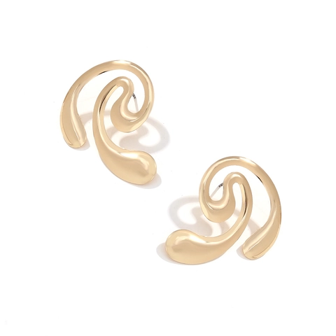 Irregular Swirl Metal Stud Earrings Streamlined Geometric Statement Jewelry For Women With Stainless Steel Earring Post