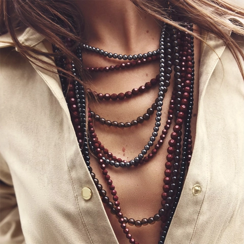 Collar De Perlas Artificiales Multicapa Resina Perla Artificial Falsa Degradado Color Étnico Bohemio Cascada Joyería Mujeres Hecho A Mano
