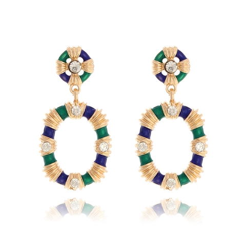 Orecchini Pendenti Barocchi Vintage Con Smalto Strass Lega E Perno In Acciaio Inossidabile Per Donna