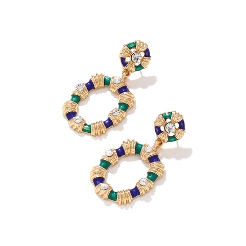 Orecchini Pendenti Barocchi Vintage Con Smalto Strass Lega E Perno In Acciaio Inossidabile Per Donna