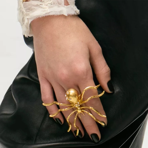 Exzentrischer Legierung Strass Spinne Ring 3D Insekt Übergroßer Statement Schmuck Für Frauen Party Halloween Gothic Stil
