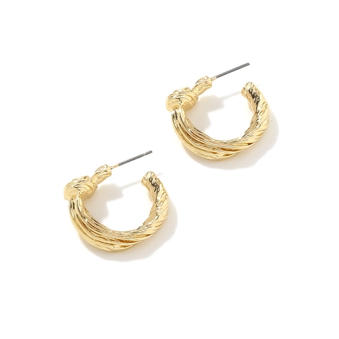 Vintage Gedraaide Knoop C-Vorm Hoop Oorbellen Voor Vrouwen Legering Spiraal Textuur Retro Stijl Minimalistische Sieraden