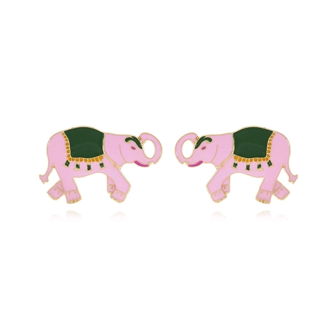 Elefanten Ohrstecker Zinklegierung Emaille Rosa Süßes Tier Mode Schmuck Für Damen