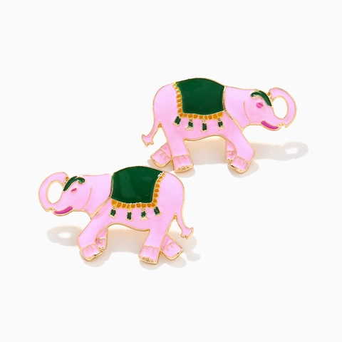 Elefanten Ohrstecker Zinklegierung Emaille Rosa Süßes Tier Mode Schmuck Für Damen