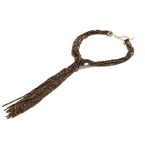 Collana Con Nappine Di Perline Multi Filo Perle Di Vetro Design Annodato Gioielli Bohémien Per Donna