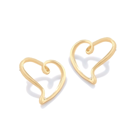 Hollow Heart Stud Earrings Zinc Alloy Minimalist Geometric Line Swirl Design Fashion Jewelry Gift For Women Elegant