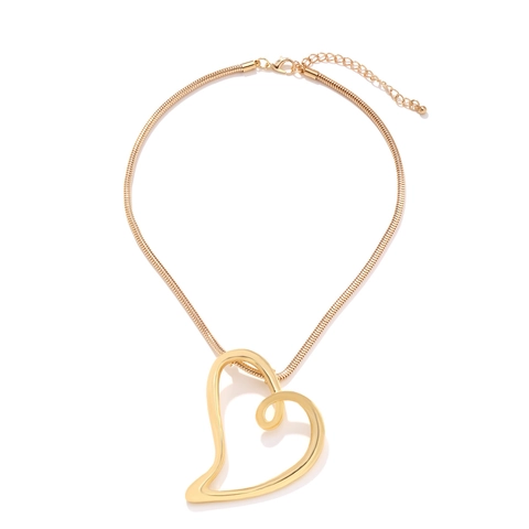 Hollow Heart Pendant Necklace Zinc Alloy Iron Snake Chain Minimalist Light Luxury Fashion Jewelry For Women Elegant