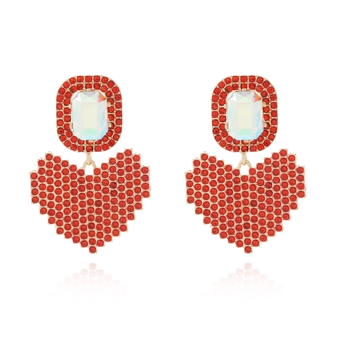 Orecchini Pendenti A Cuore Pixelati Con Lega E Strass E Perni In Acciaio Inossidabile Gioielli Per Donne