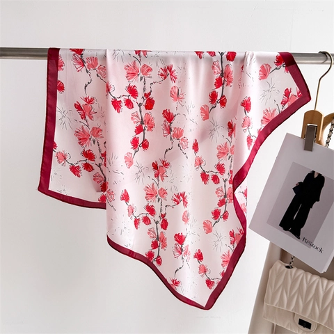 Sciarpa Quadrata Elegante Con Stampa Floreale Bandana In Raso Simil Raso Accessorio Per Il Collo Chic Versatile Da Donna Ufficio