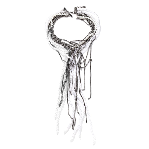 Multi Layer Tassel Necklace With Imitation Artificial Pearl And Rhinestone Statement Exaggerated Fashion Jewelry For Women