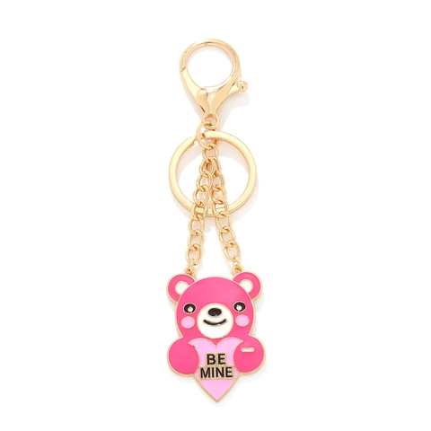 Portaquiavi Orso Cartone Animato Rosa Smalto Lega Di Zinco Forma Cuore Pendente Fascino Borsa Regalo Donne San Valentino