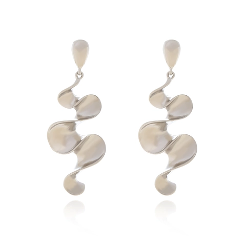 Orecchini Pendenti A Serpente Ondulati Geometrici Intrecciati Con Perno In Argento Metallo Liquido Stile Vintage