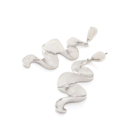 Orecchini Pendenti A Serpente Ondulati Geometrici Intrecciati Con Perno In Argento Metallo Liquido Stile Vintage