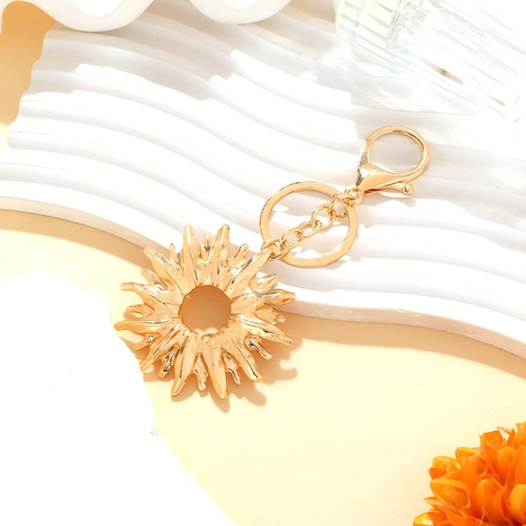 Portachiavi Con Ciondolo A Sole Dorato Lega Raggi Di Sole Girasole Charm Per Borsa Accessorio Di Moda Creativo Per Donne