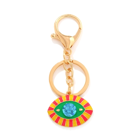 Portachiavi Malocchio Ciondolo Lega Smalto Cristallo Blu Stile Boho Etnico Accessorio Fascino Per Borsa
