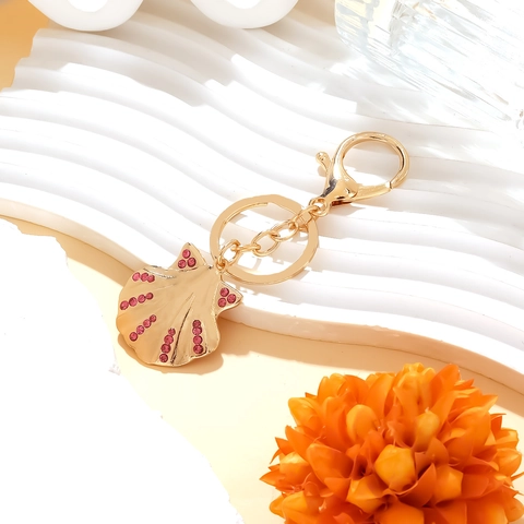Llavero De Concha Colgante Adorno Para Bolso Aleación Diamante De Imitación Rosa Océano Playa Vacaciones Tropical Verano