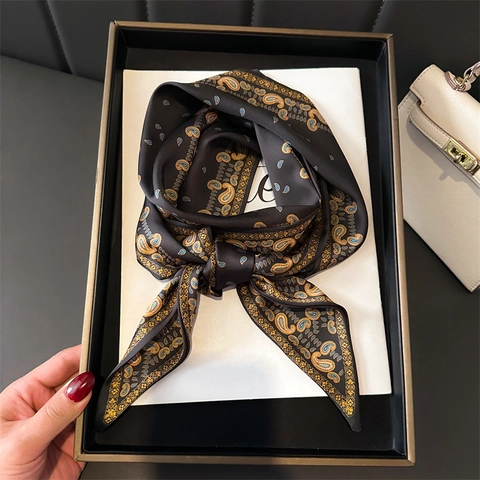 Bufanda Estrecha Para Mujer Estampado Paisley Textura Satén Corbata Estrecha Cinta Para El Pelo Moda Diario
