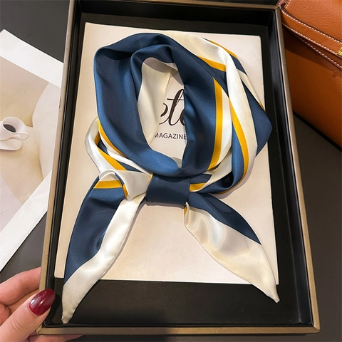 Women Geometric Striped Narrow Scarf Elegant Satin Long Twilly Handle Bag Ribbon For Neck Hair Decoration Fashion Accessory