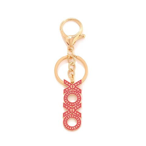 Porte-Clés Pendentif Lettre XOXO Alliage Métallique Doré Émail Rouge Motif À Pois Fermoir Mousqueton Accessoires De Mode
