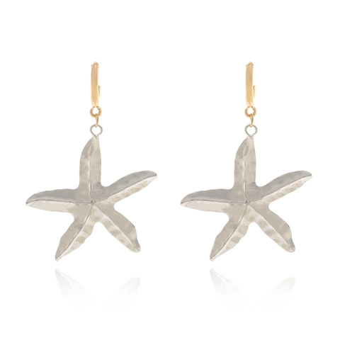 Pendientes De Estrella De Mar Aleación De Zinc Martillado Animal Marino Tema Joyería Para Mujeres Playa Verano Vacaciones Moda