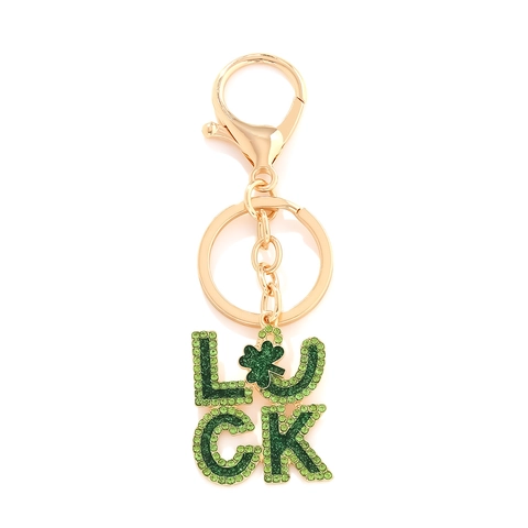 Portachiavi Con Lettera Luck E Strass Verdi Quadrifoglio Lega Smalto Ciondolo Per Borsa Regalo