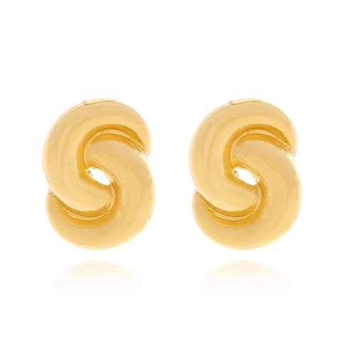 Twisted Knot Ear Studs Geometric Double Circle Zinc Alloy Electroplated Bold Vintage Style Earrings Accessory For Women