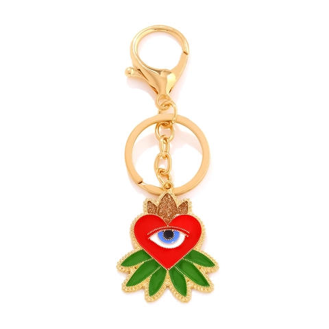 Portachiavi A Cuore Malocchio Lega Smalto Ciondolo Da Borsa Creativo Goccia D'olio Novità Anello Portachiavi Dorato